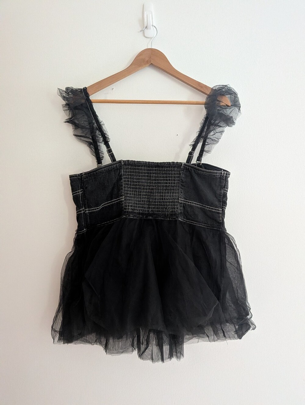 NWT! Anthropologie Pilcro Black Tulle Babydoll Blouse XL - Picture 7 of 7
